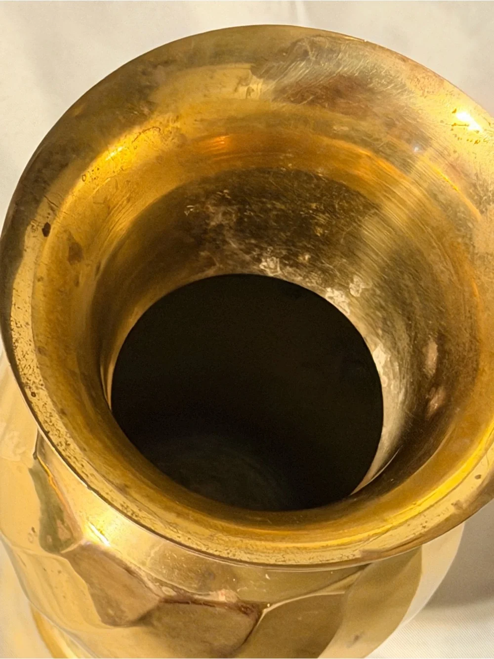 Vintage Solid Brass Faceted Vase Made in India | Hollywood Regency Brass Vase
